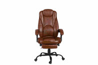 PU Brown Leather Reclining Krzesło biurowe z podnóżkiem Retractable Reducing Tension
