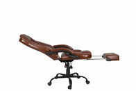 PU Brown Leather Reclining Krzesło biurowe z podnóżkiem Retractable Reducing Tension