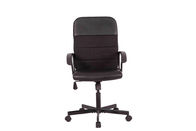 Czarna skórzana fotel biurowy z zamkiem błyskawicznym, siedzisko obrotowe krzesło komputerowe