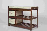 Orzech klasyczny nowoczesny meble drewniane Stół do przechowywania obuwia z 2 szufladami tkaniny