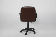Ciemna Brązowa Krzesła Biuro Skórzane, Bliski Tylna Wykonawczy Komputerowa Siedzisko Z Nylonowym Podłokietnikiem