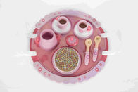 Pink Tea Time Toddler Zabawki drewniane z uchwytem Dish Flower Pattern MDF