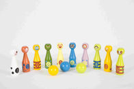 Dzieci Bowling Set Toddler Drewniane Zabawki Z 10 Różnych Zwierząt Pins I 3 Kolor Balls
