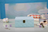 Niebieski PU Skóra Nowoczesne Meble Drewniane Biżuteria Handmade Box Do Podróży / Domu