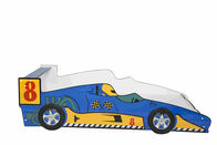 Niebieski Trwały drewniany samochód wyścigowy Beddler Bed z kolorowymi grafikami znaków